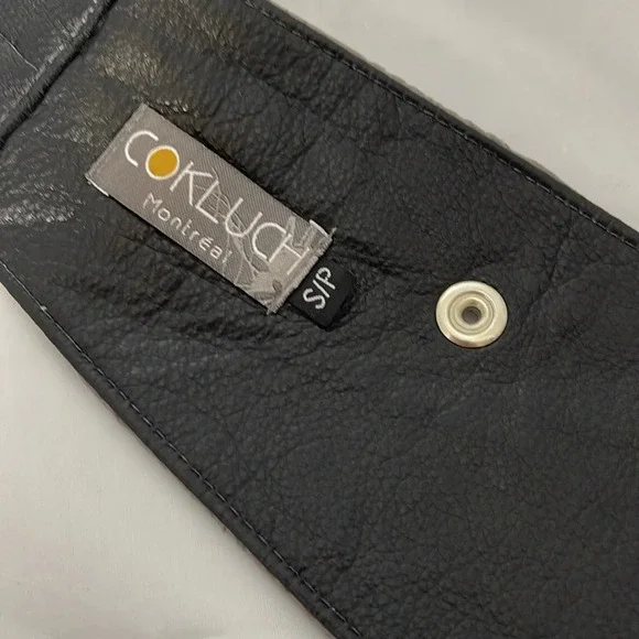 VINTAGE Cokluch Two Tone Grey Wide Asymmetrical Leather Belt Snap Closure Size S - Picture 7 of 10